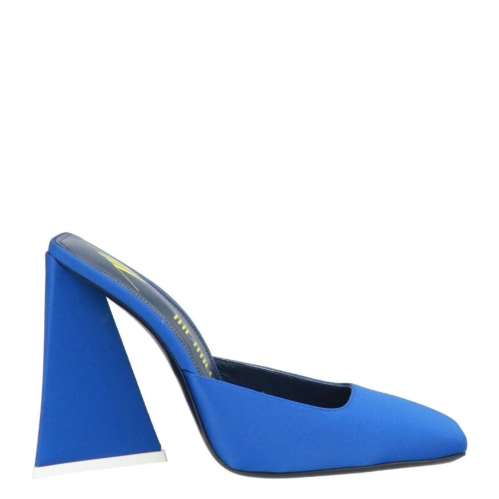 The Attico sapphire blue square-toe mules with 110mm 3D triangular heel - Picture 1 of 4